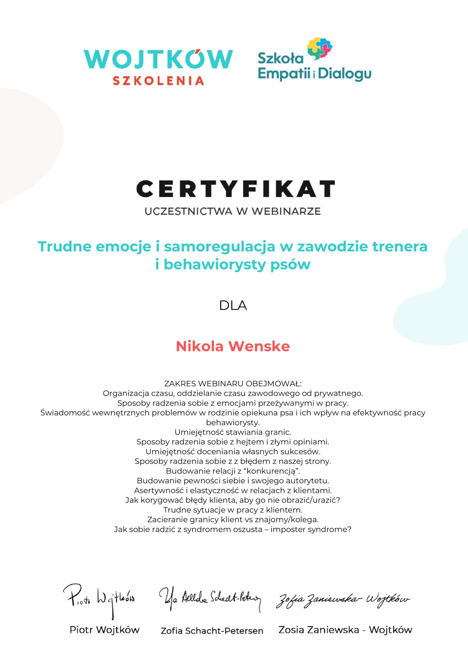 13.nikolawenske-Trudne-emocje-i-samoregulacja-w-zawodzie-trenera-i-behawiorysty-psow-Certyfikat-webinar-z-gosciem-Wojtkow-Szkolenia