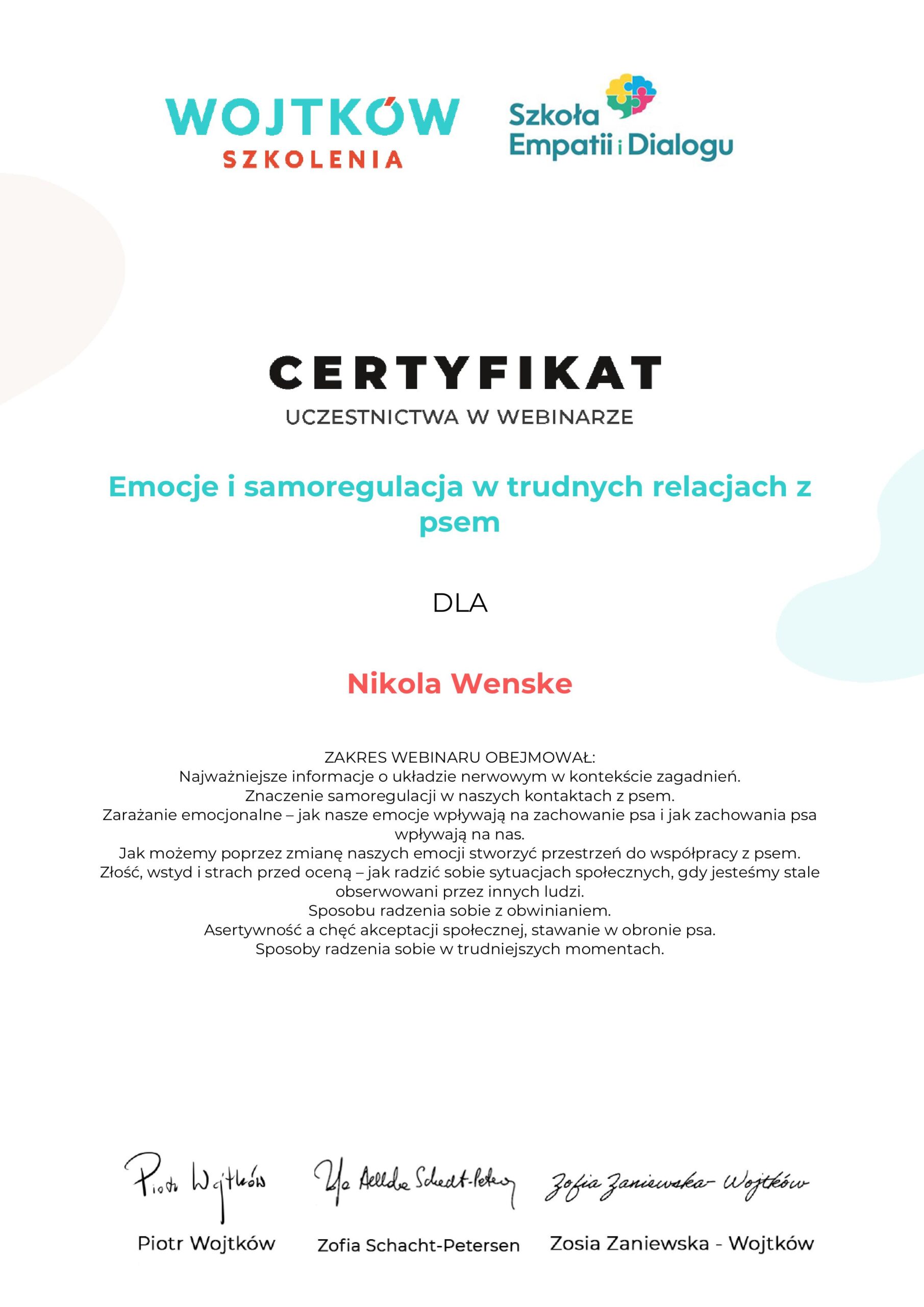 14.nikolawenske-Emocje-i-samoregulacja-w-trudnych-relacjach-z-psem-Certyfikat-webinar-z-gosciem-Wojtkow-Szkolenia